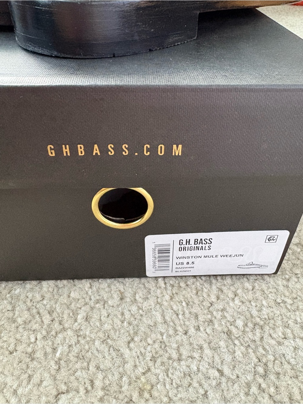 GH Bass Weejuns Black & White Leather Penny Loafer Mules - Picture 5 of 5